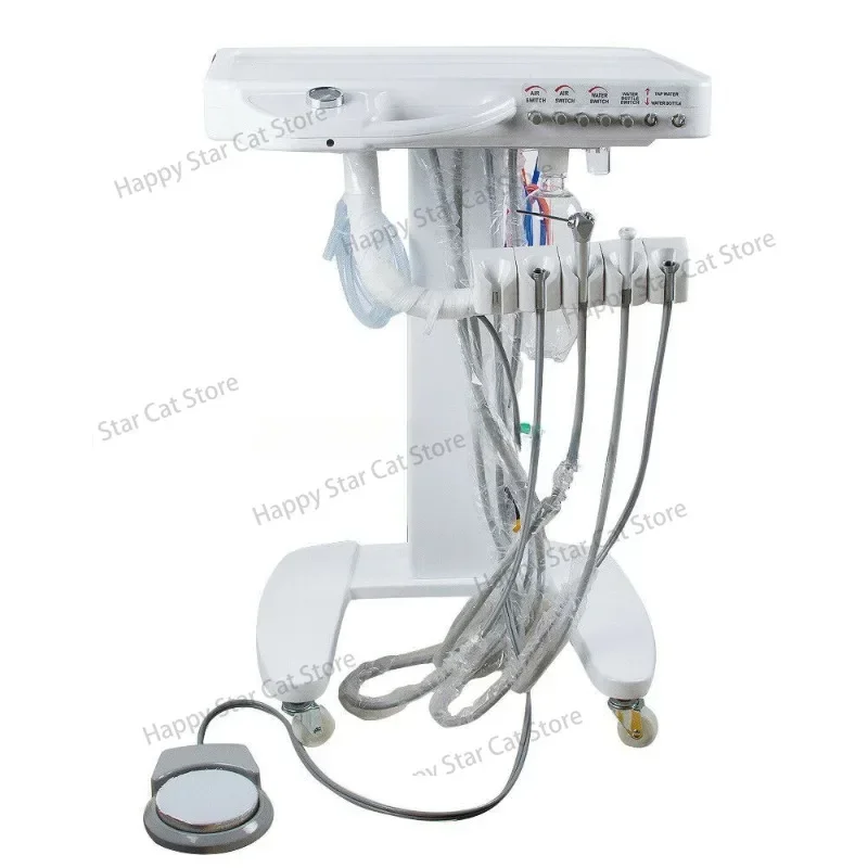 4 Hole Dental Portable Mobile Delivery Unit System Cart Treatment work Compressor 110 V 65L/Min