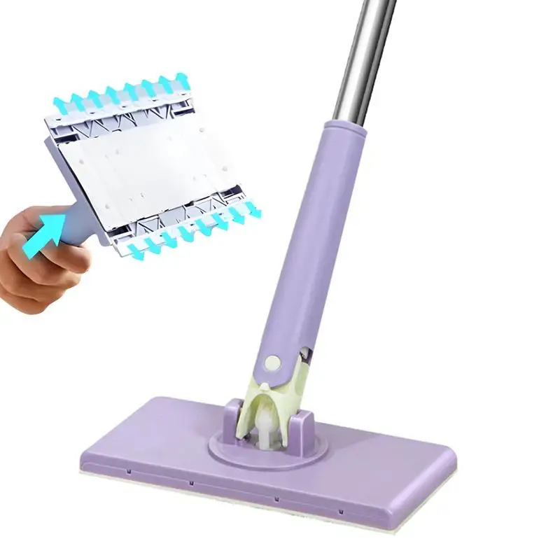 Hands Free Flat Floor Mop Lazy Flat Mop Changing Mini Mop Floor Cleaner Home Cleaning Mop With Push-Pull Cloth Changing Handle