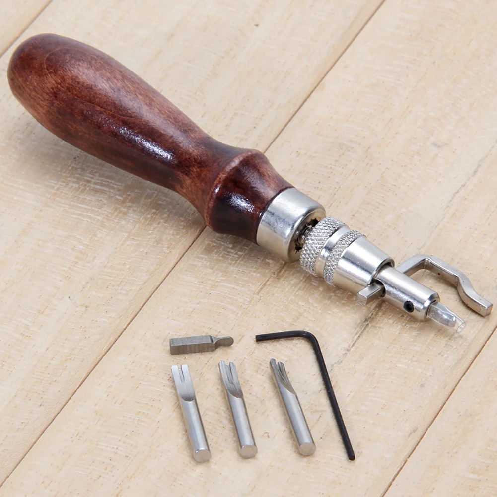 5 en 1 DIY Pro costura ranuradora artesanía de cuero herramienta de ranuradora de costura ajustable profesional multifunción herramienta de cuero de pliegue