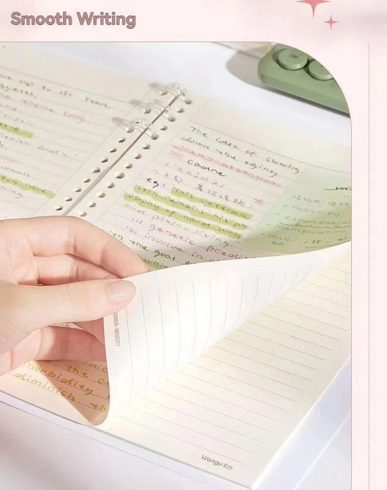 1PC Notizbuch mit drei Löchern und Clip für lose Blätter, abnehmbares, leichtes Notizbuch für Studenten, mehrere Farben erhältlich – Detail 13