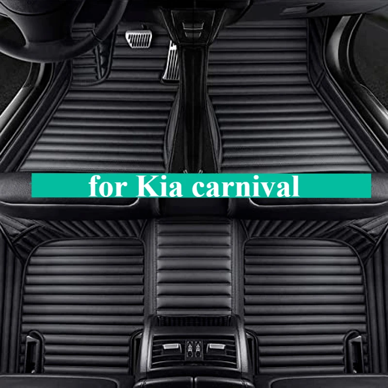 Custom Car Floor Mats for Kia carnival gt-line 8 seats 2020-2024 Leather Carpets Auto Interior Accessories Truck Rugs Foot Cover