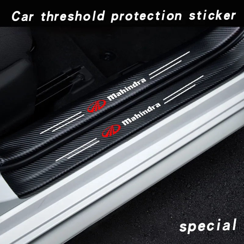 Car with Logo Door Carbon Fiber Sill Protector Stickers For Mahindra kuv100 xuv700 xuv300 tuv300 mahindra pik up 4x4 Accessories