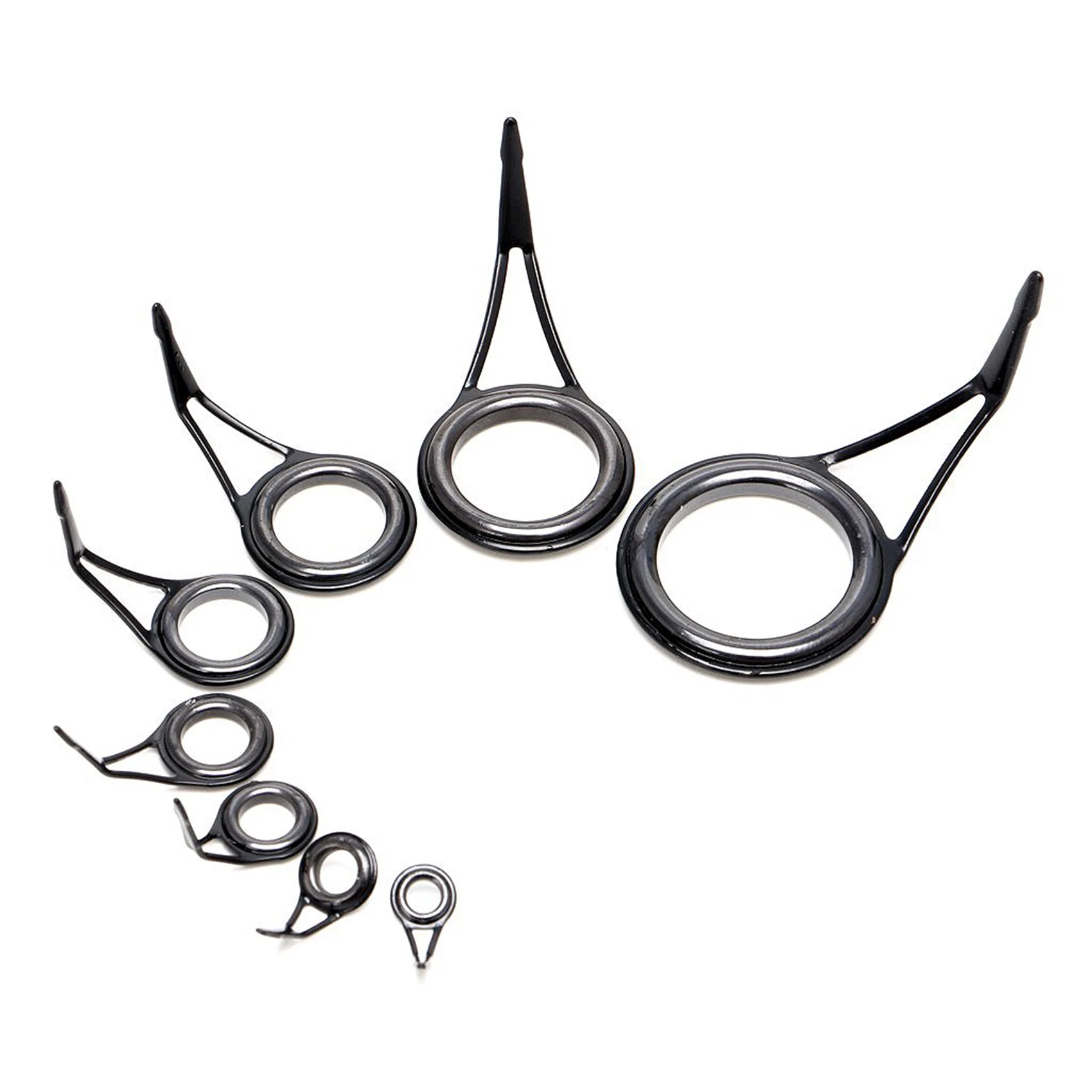 16 Pcs/Set Fishing Rod Guides Tip Fish 5-18mm Dia Pole Repair Kit Line Rings Eyes Set Rings Frame