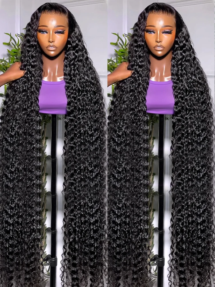 300% الكثافة 40 46 بوصة HD 13x6 فضفاض موجة عميقة الباروكات الدانتيل أمامي الشعر البشري 13x4 موجة المياه مجعد الدانتيل الجبهة الباروكات البرازيلي #1