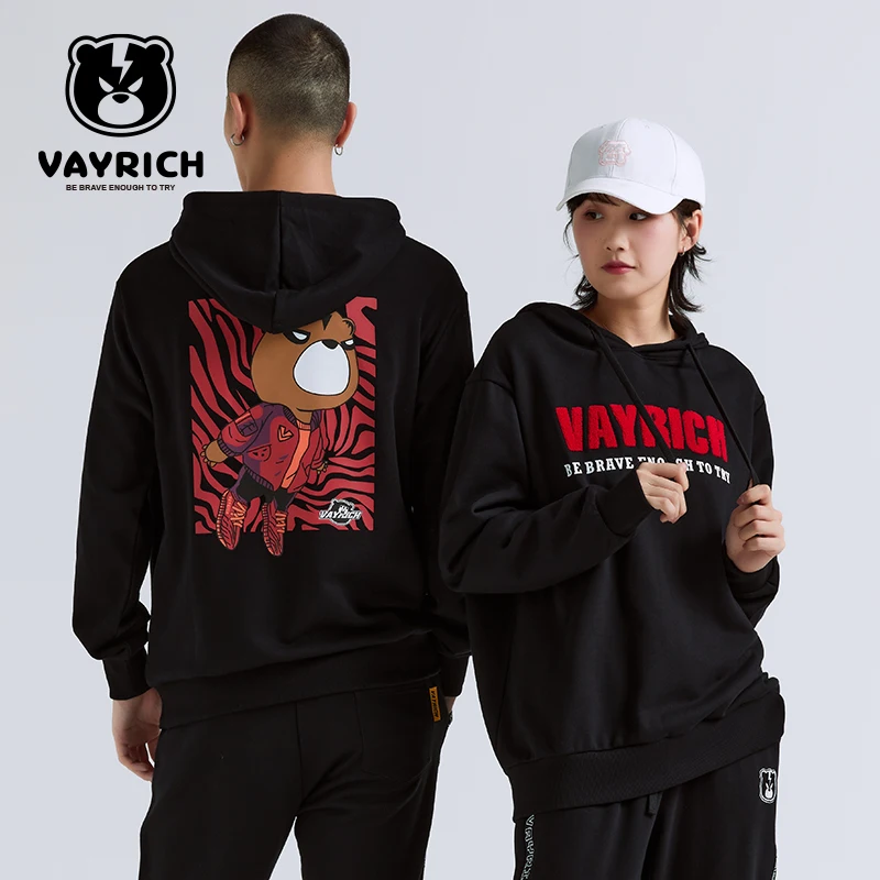 Vayrich Branded 100% Cotton Men Original Cartoon Bears Pullover Hoodie Streetwear Hip Hop Unisex College Casual Outerwear Coats