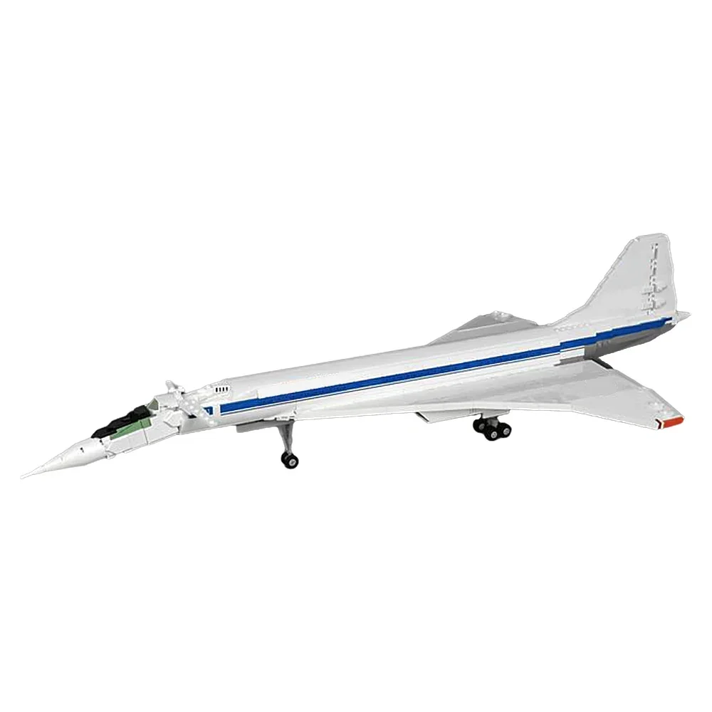 MOC Tupolev Tu-144D Concorde Aircraft Model Building Blcosk Supersonic Civil Aviation Aircraft Bricks DIY Birthday Toy Kid Gifts