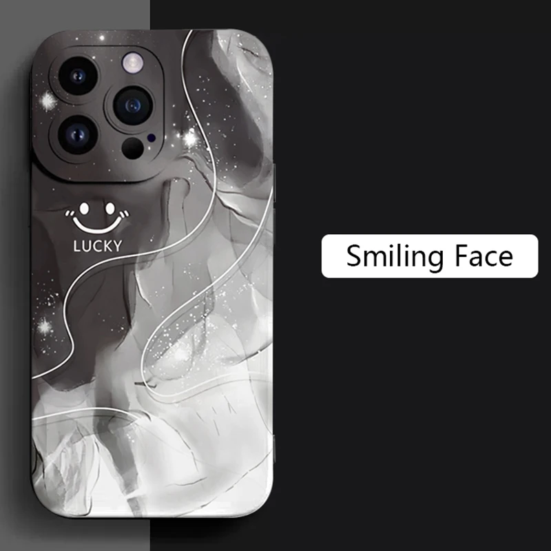 

INS Simple Style Gradient Smile Face Case For Samsung Galaxy S24 S23 S22 Ultra S21 Plus FE A13 A33 A53 A32 A52 A14 A34 A54 Cover