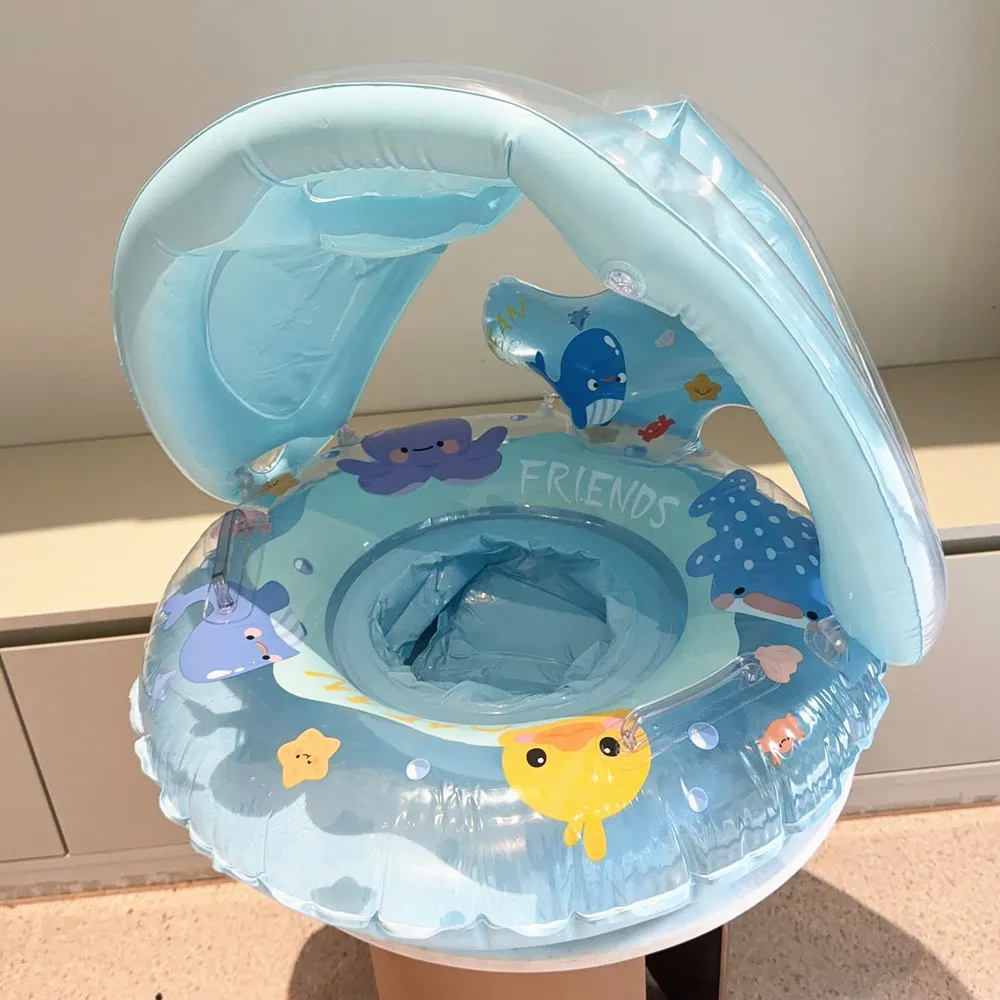 1Pcs Swimming Ring Seat with Sunshade  Inflatable Pool Float Swim Tube Pool  Accessory Summer Water Pool Toys