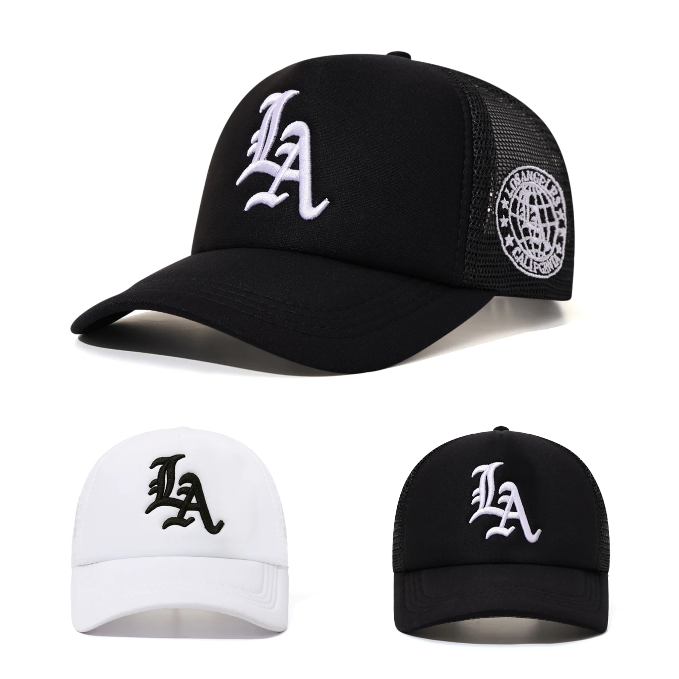 1pc/2pcs LA Embroidery Breathable Truck Hat Hip Hop Street Baseball Hat American Sunshade Couple Duck Tongue Hat