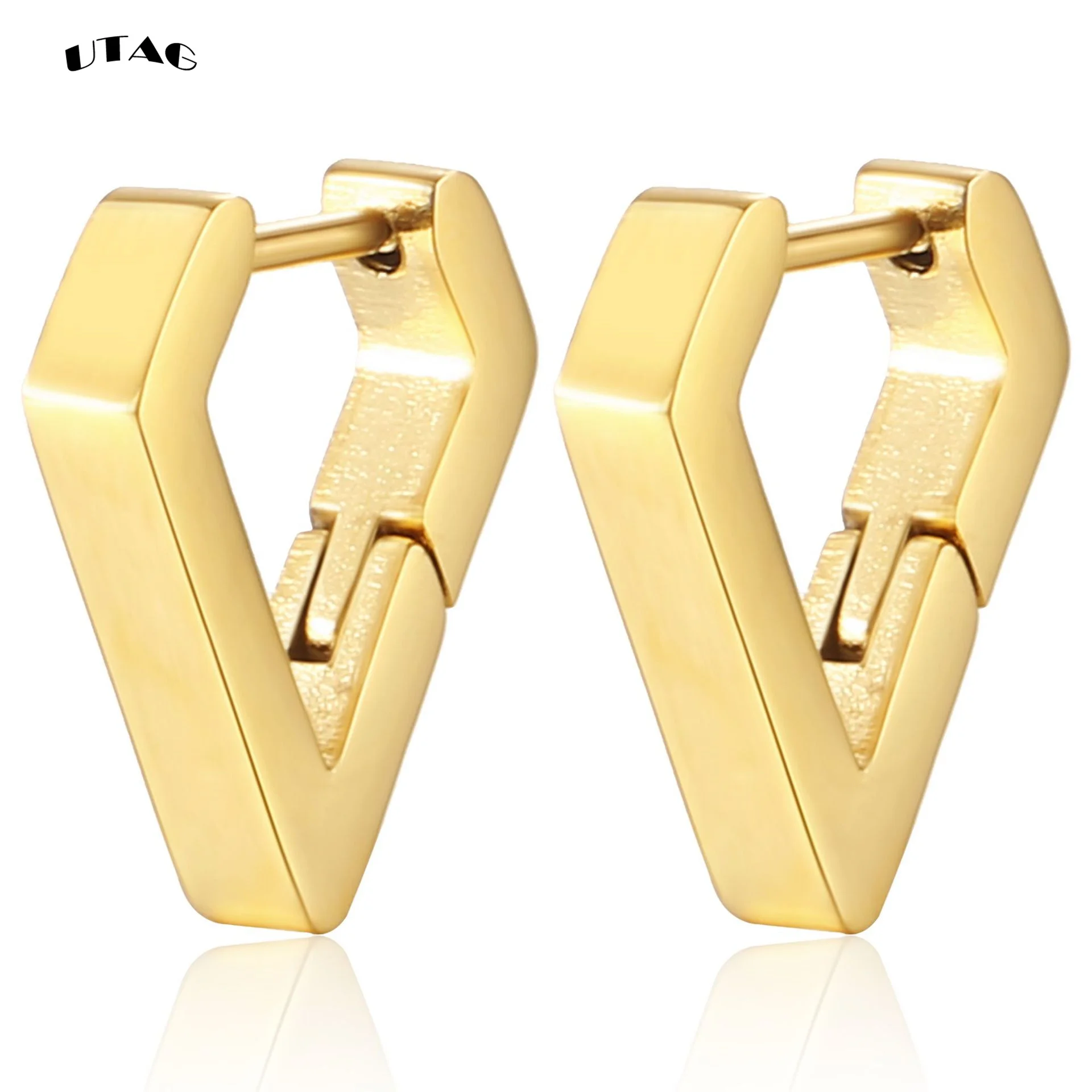 Flashbuy New Trendy Stainless Steel Hoop Earrings for Women Girls Geometric Irregular Metal  Earrings Party Jewelry