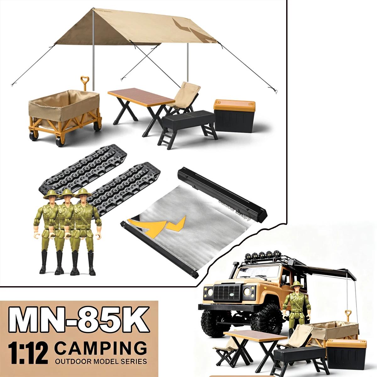 Mn Model Mn-85k 1:12 Scale Simulation Camping Outdoor Gear Model Set Assemble Kit For Rc Crawler Scene Collectors Desktop Decor