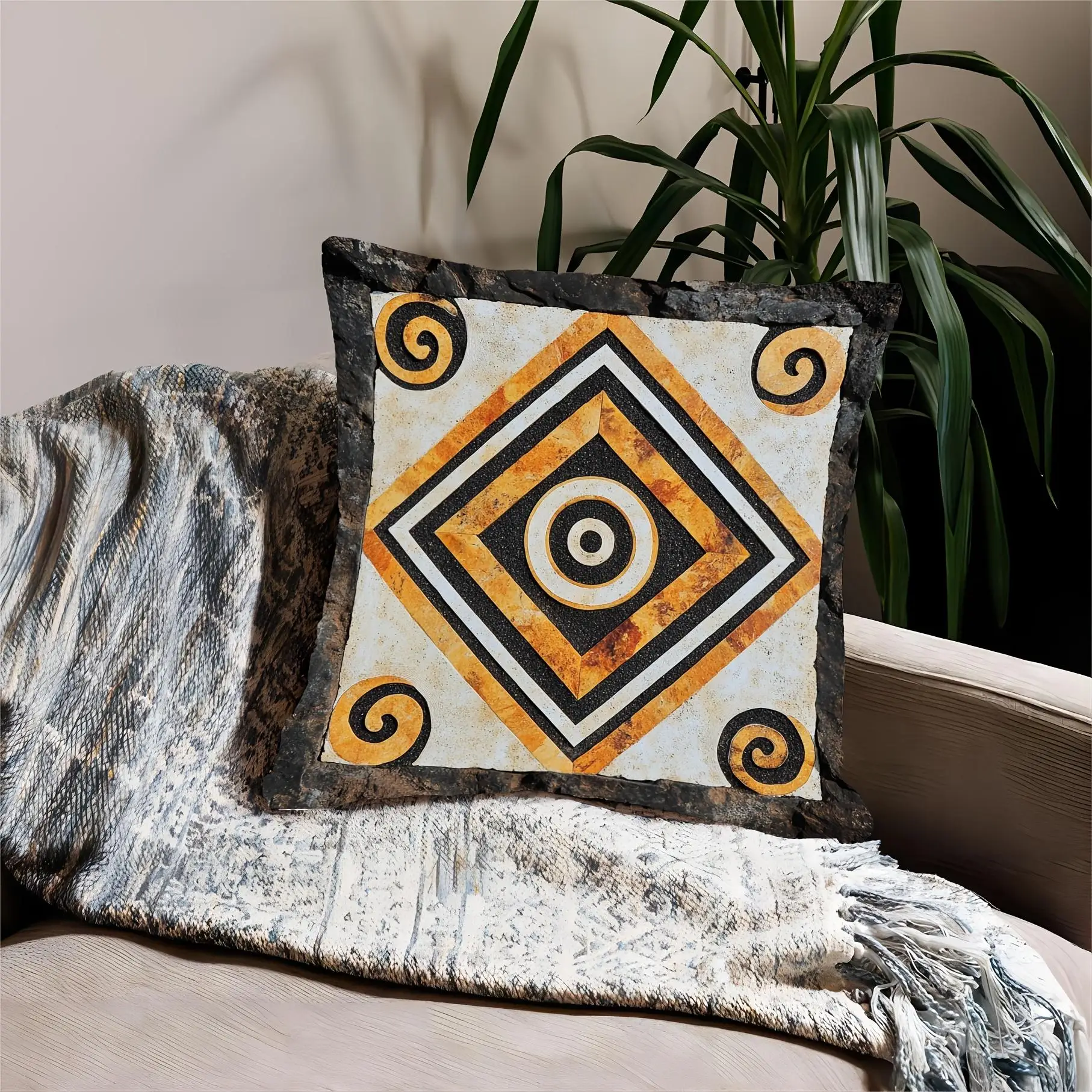 Boho Moroccan Geometric Throw Pillow Cover Case Tribal Mandala Cushion Decor Rustic Square 45x45cm