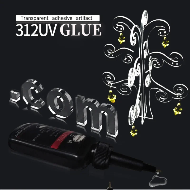 312 UV Shadowless Adhesive Clear Plastic Super Glue Soft Bonding Acrylic Rubber Glass Metal Jewelry With Flash Light Fast Curing