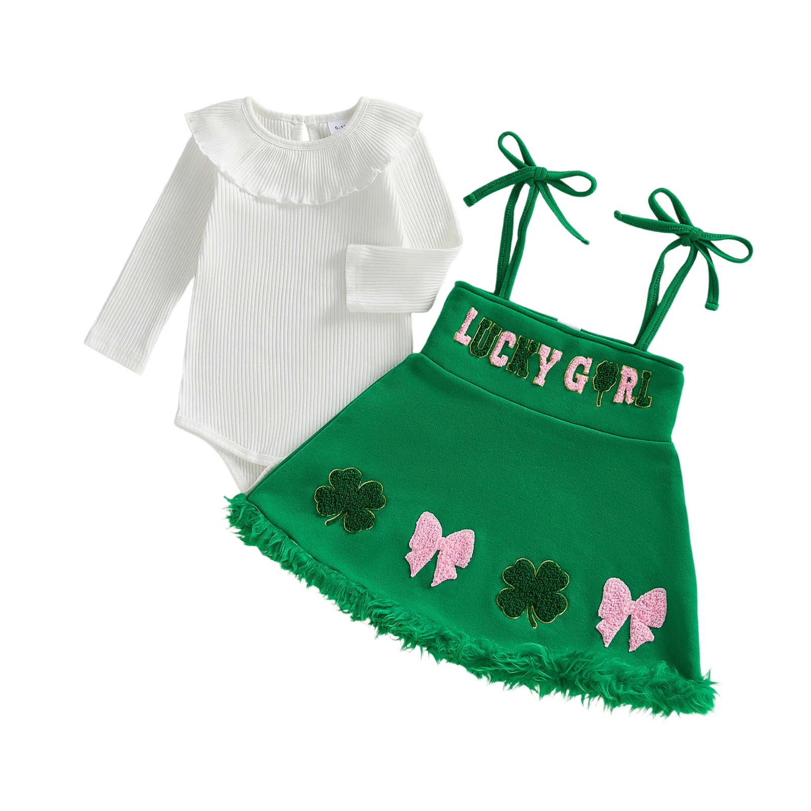 

Stylish Baby Girl St Patrick s Day Costume Green Shamrock Print Romper and Tutu Skirt Set Toddler Irish Outfit 2Pcs Clothes Set