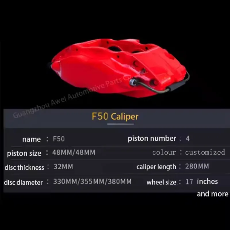 26 StyleF50 4 Piston Brake Caliper 355*32mm Enlarge Slotted Brake Disc Car Accessory Brake Parts For AUDI A4 / A4L S4 S5 A5 B8 B 2