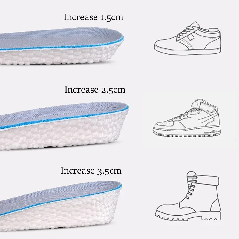 Height Increase Insoles 1.5-3.5CM Shock Absorption Arch Support Shoe Inserts for Men And Women Feet Sole Templates for Comfortab