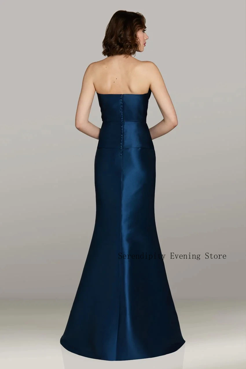 

Customized Mermaid Mother of Birde Dresses for Women Wedding 2026 Navy Sati Evening Dress with Bow Formal Prom Party Gowns Long