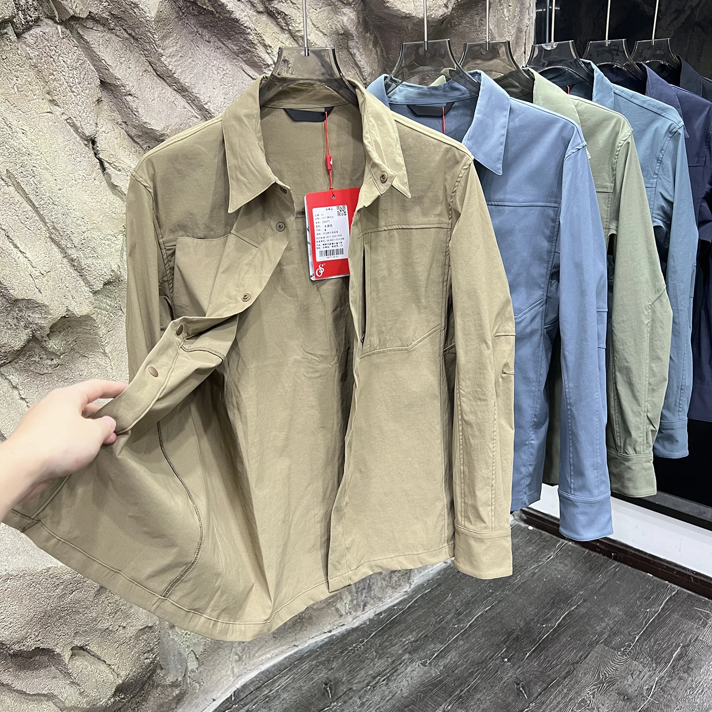 Outdoor Casual Shirt Jacket Quick Dry Scratch Resistant 3D Tailoring Soft  Workwear Nylon Fabric Breathable Spring Autumn