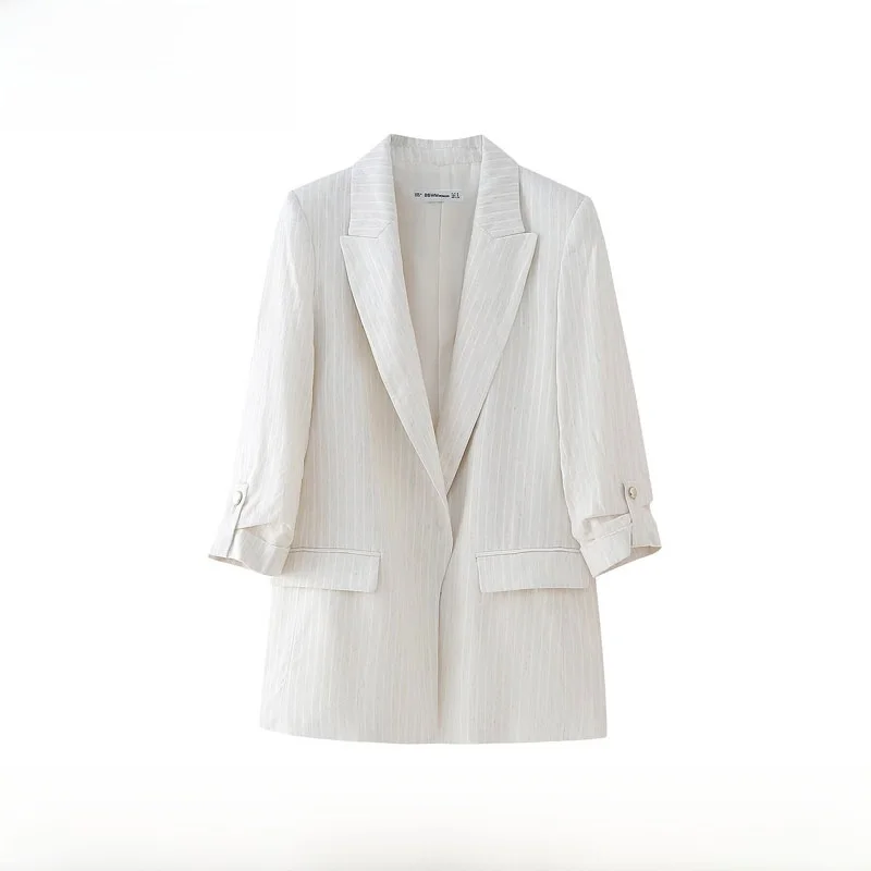 Early Autumn New Arrival Women's Casual Fashionable Roll up Sleeve Suit Jacket ZR Style Polyester Fiber Slim Fit mid Length