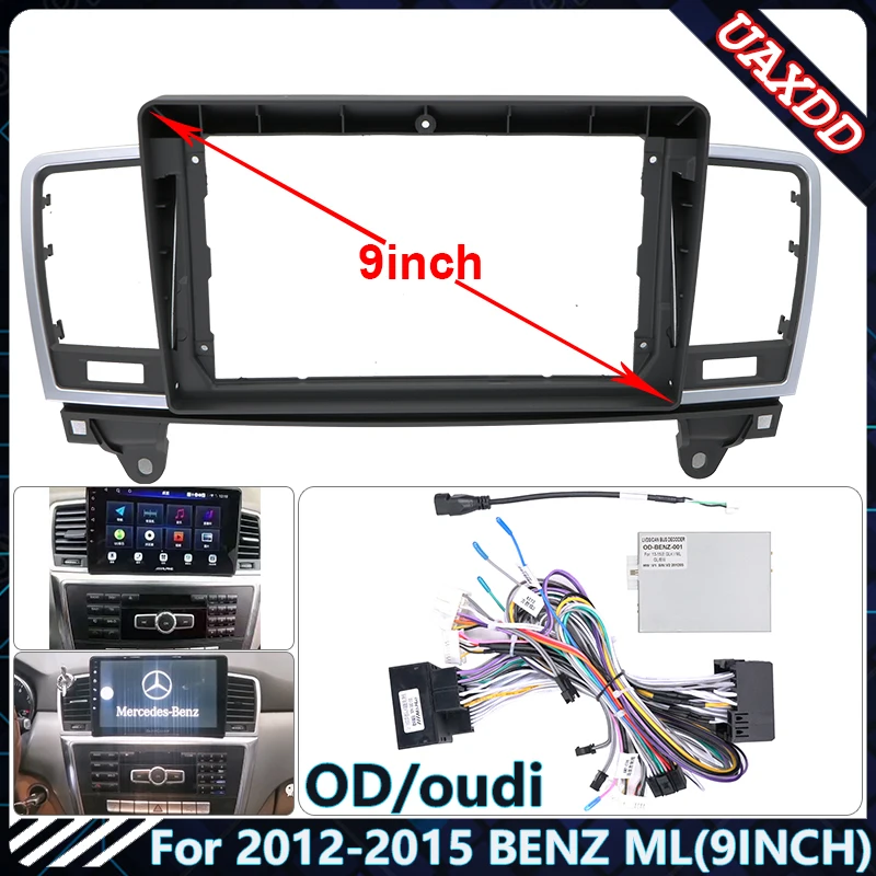 For 2012-2015 BENZ ML 9INCH DVD Stereo audio screen multimedia video CD player MP3 MP5 CD cables Harness frame