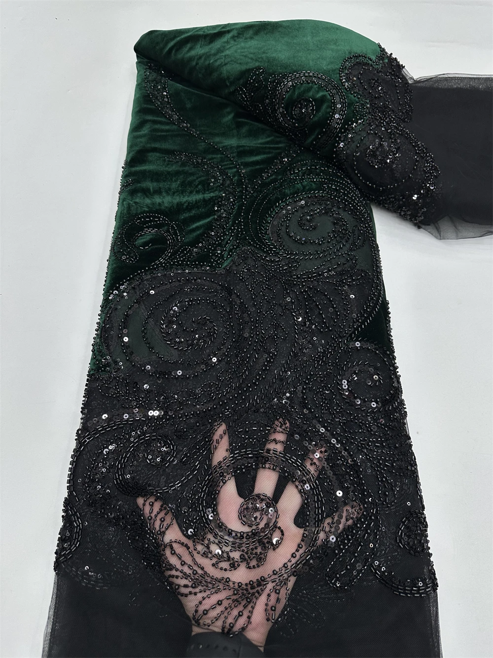 African Sequins Beaded Lace Fabric, Sequined Embroidery, French Nigerian Lace Fabric, Wedding Dress, High Quality, 2025 Material