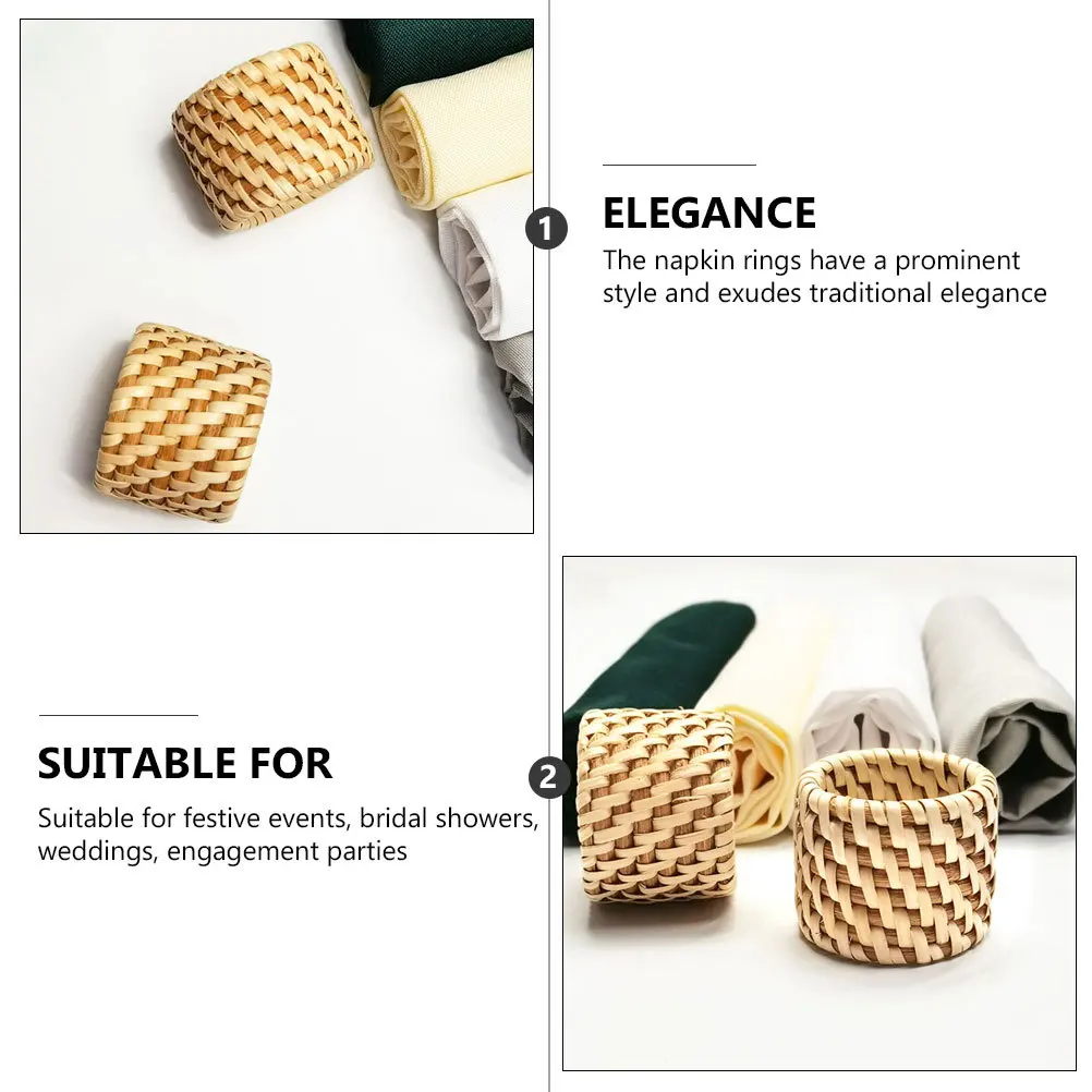 

Woven Rattan Napkin Rings Napkin Cloth Fixator Wedding Bridal Shower Dining Table Supplies Dinning Table Supplies
