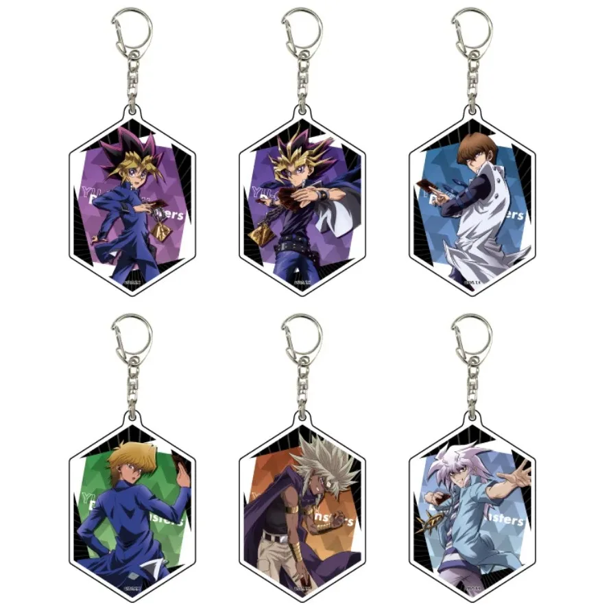 Game Yu-Gi-Oh! Duel Monsters Keychain Doll Anime YuGiOh Yugi Muto Seto Kaiba Katsuya Ryou Bakura Acrylic Keyring for Gift