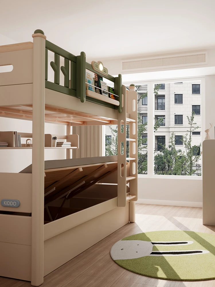 

Вверх и вниз из массива дерева с двухъярусным кроватью в том же ширины для матери и ребенка верхней и нижней части.