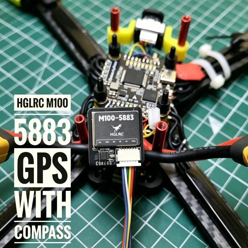 HGLRC M100-5883 GPS Module with Compass Ceramic Antenna LED Indicators 21x21mm for RC FPV Long Range Airplane