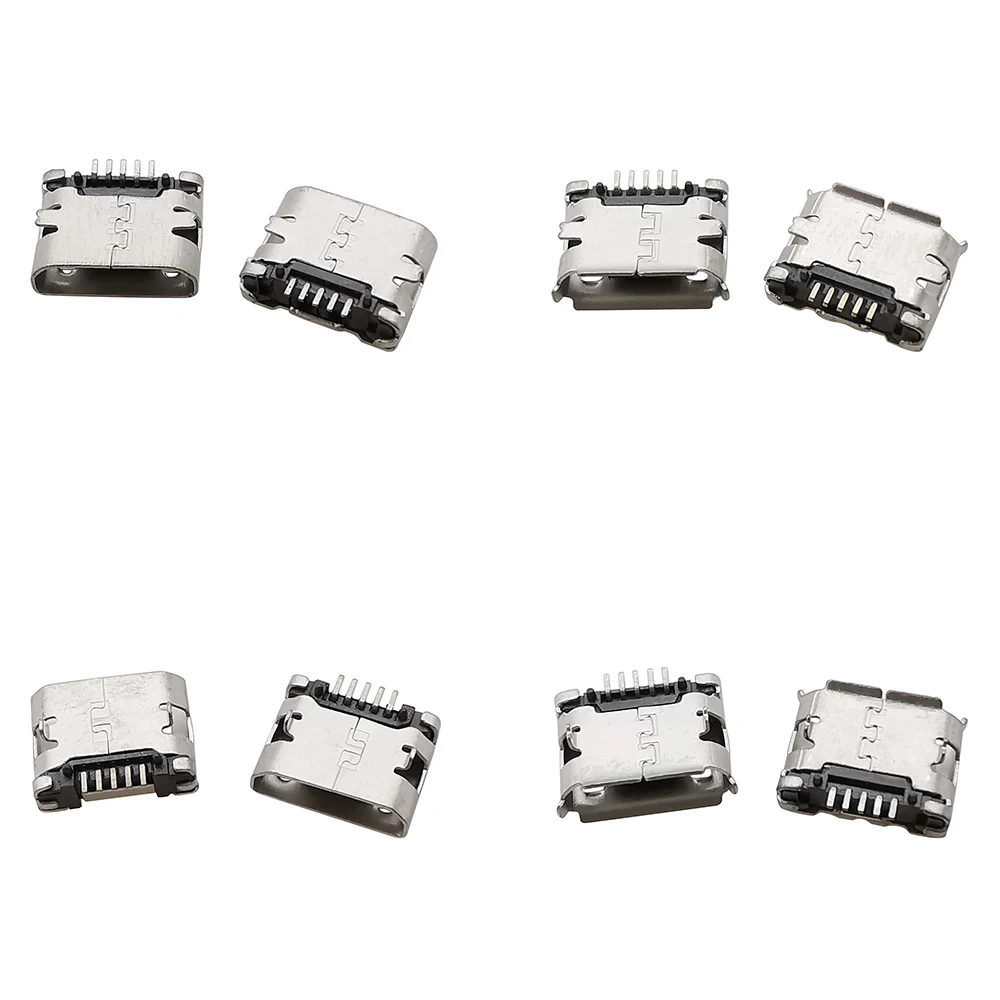 10/20/50Pcs Micro USB 5 Pin 5.9mm Female Connector B type Mobile Phone Charging Port Flat Mouth/Curling Side