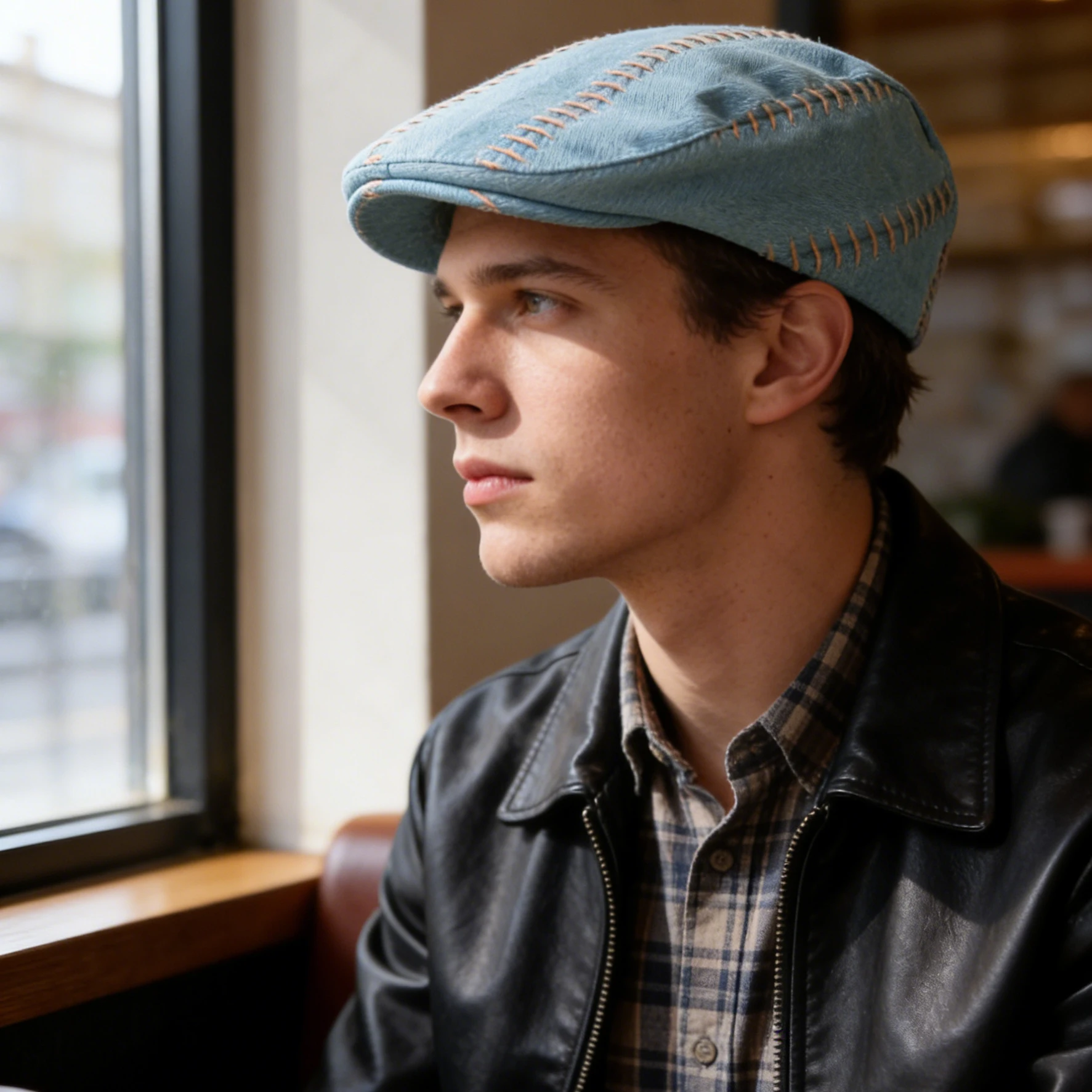 Herren-Baskenmützen mit Stichdesign, waschbar, modisch, Retro-Stil, weich, für den Alltag, Freizeit, Pendeln und Ausflüge