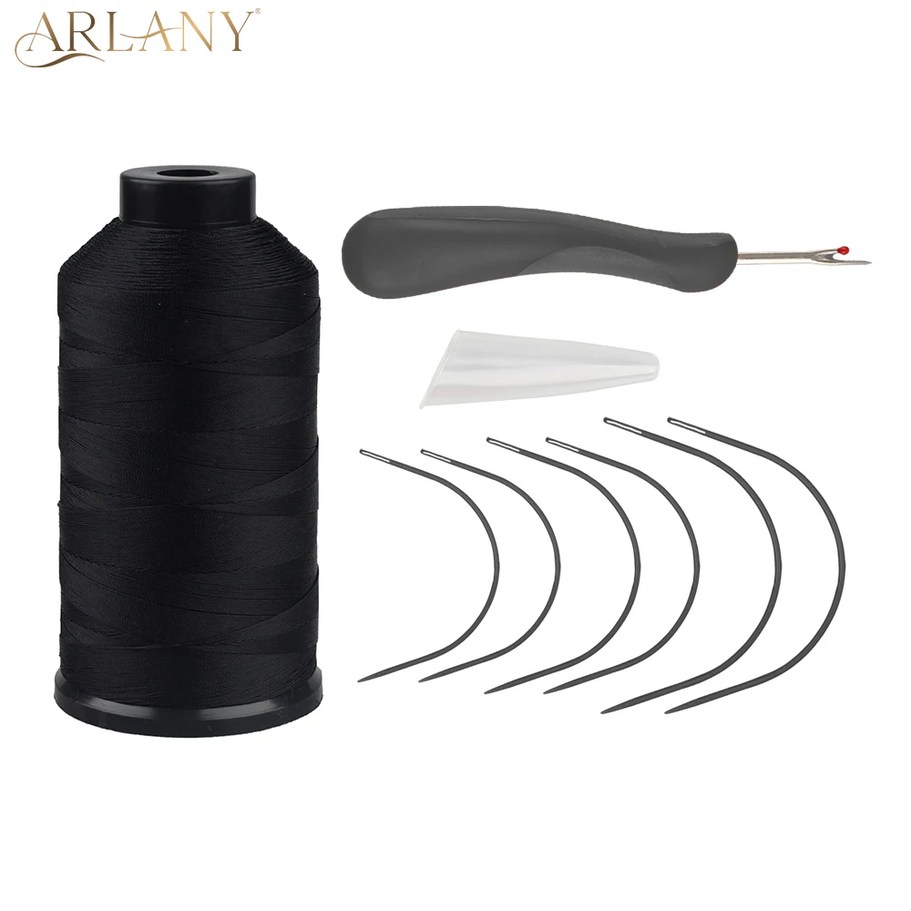 

ARLANY 1500 Yards/roll Bonded Nylon Thread Tool Kit Hand Sewing Nylon Bonding Thread Hair Extension Tool Kit Wiging Weaving