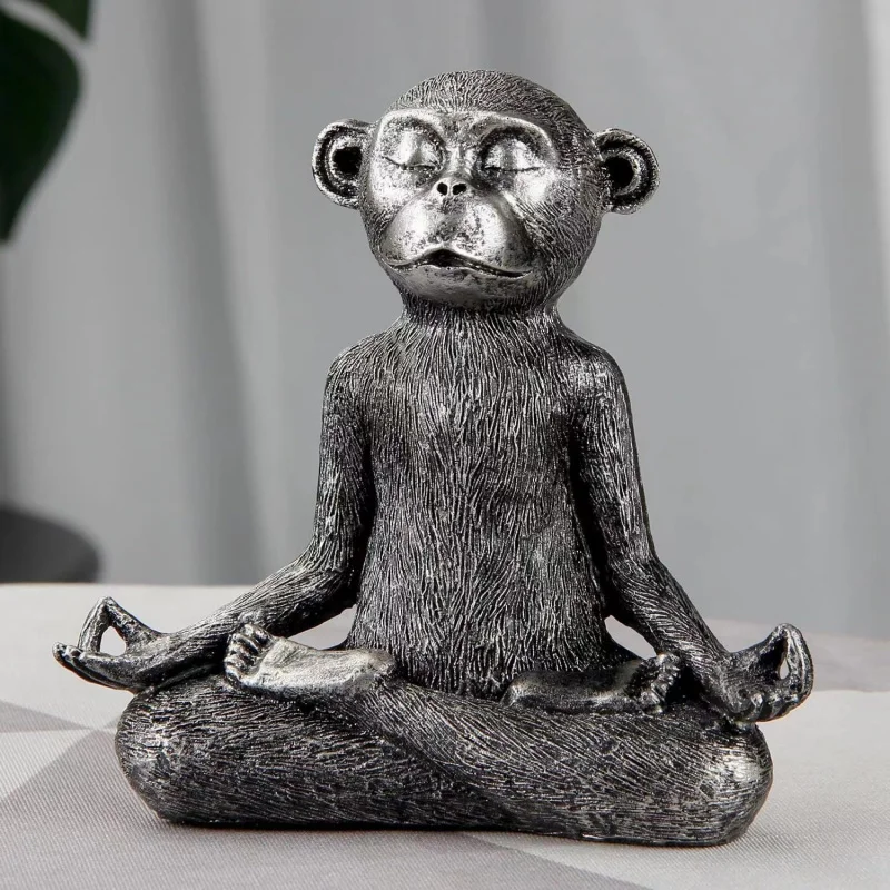 

Yoga Meditation Monkey Statue Resin Crafts Ornaments Home Decoration Art Figurine Home Office Cabinet Decor Sculpture Ornament