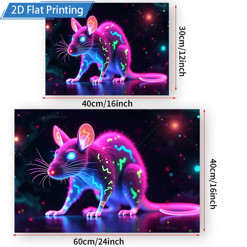 1 قطعة نسيج الجدار النيون توهج الماوس الجدار نسيج مخدر الحيوان الفن لديكور الغرفة