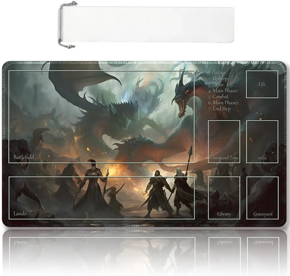 

Premium Stitched MTG Playmat with Zones and Non-Slip Rubber Backing - TCG Play Mat for MTG and Other Card Games - Colorful Desig