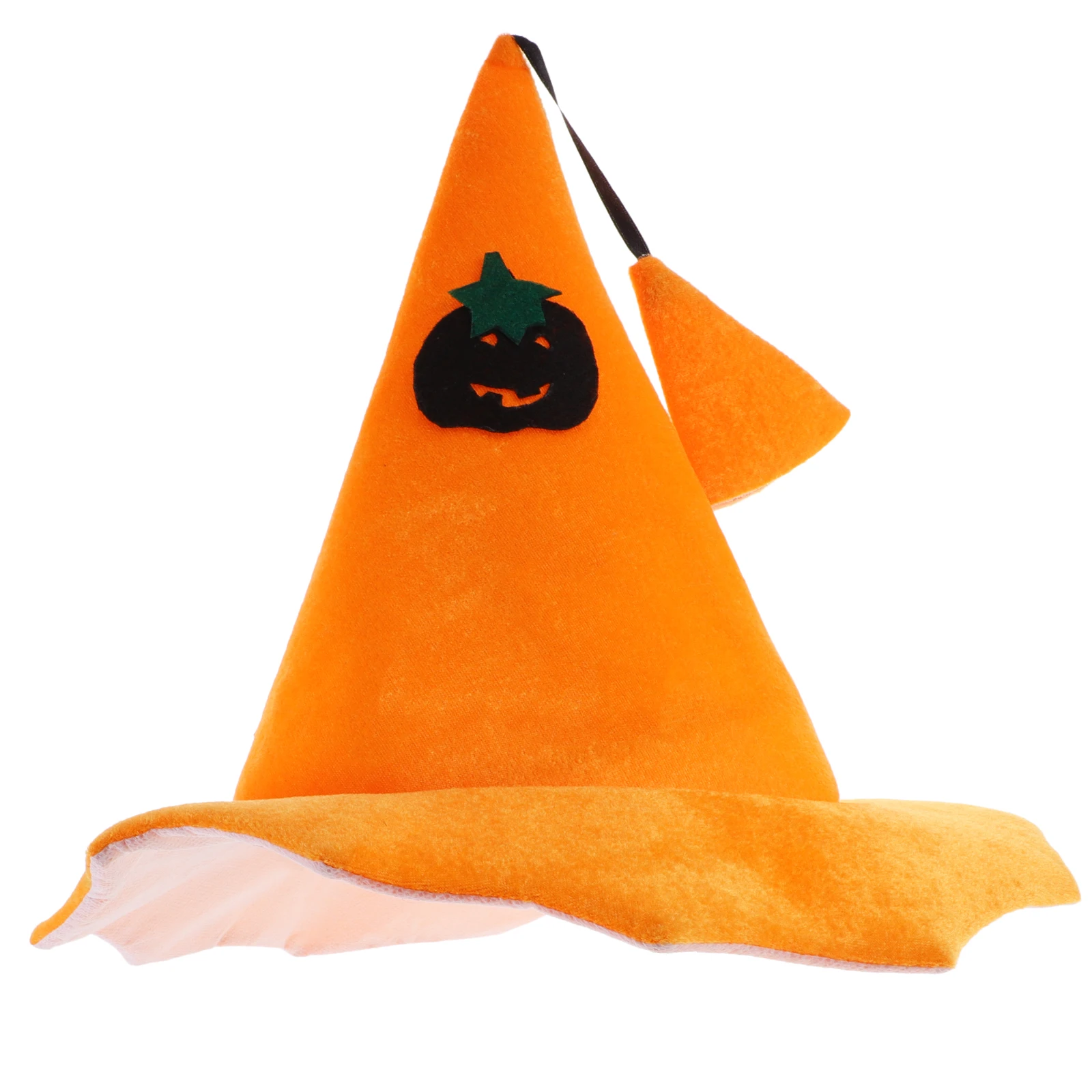 

Pumpkin Hat Witch Decor Festival Halloween Props Pointed Adornment ex Brim Cosplay Child Hats Elegant Charm Witches Costume