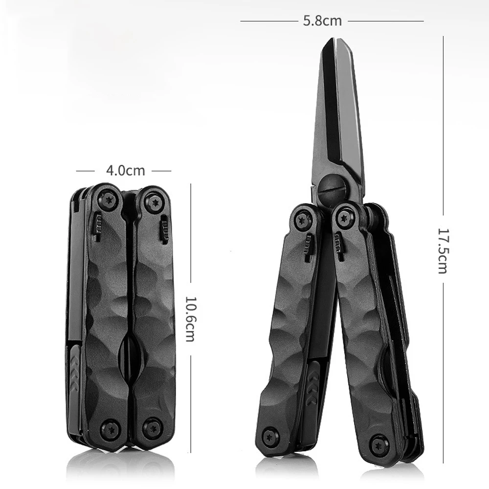 Black Garden Tools Folding Scissors Stainless Steel Multitool Folding Knife Saw Opener EDC Outdoor Survival Hand Tools Cutter