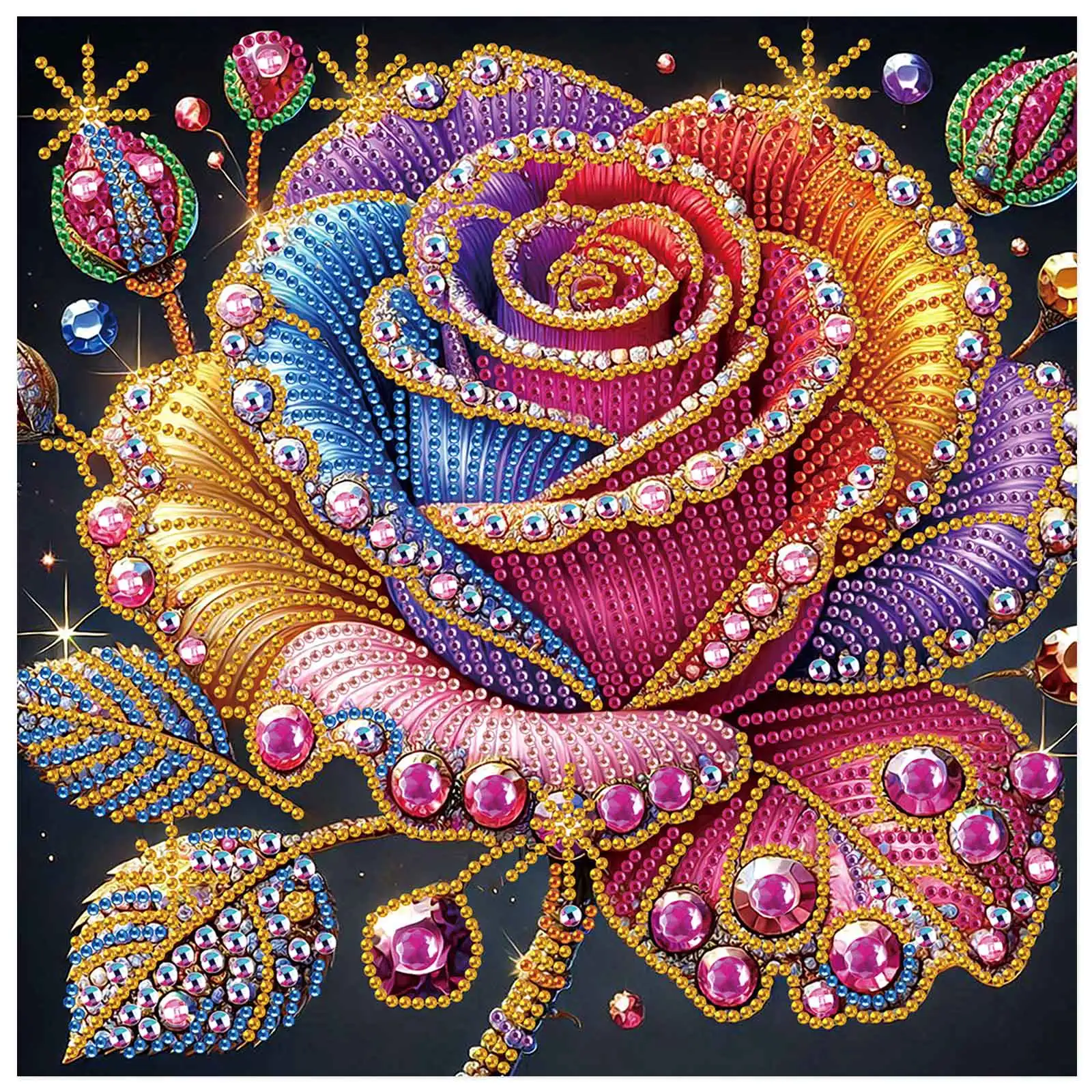 Colorful rose Special Shape Diamond Kits for Beginners,Diamond Partial Mosaic Making Craft Kits for Home Decor Handmade Art Gift