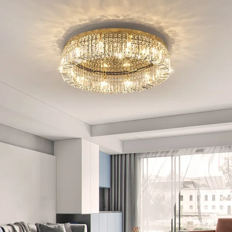 

Luxury Circular Crystal LED Ceiling Lamp Living Room Restaurant Bedroom Lobby High-end Chandelier Modern Art Decor Light Fixture