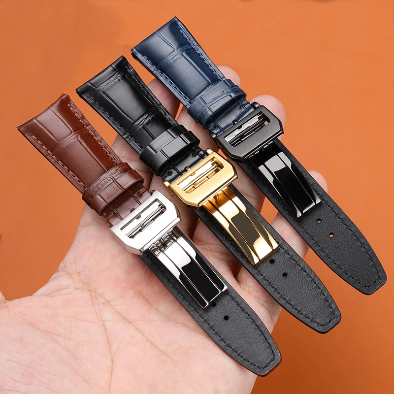 20mm 22mm Curved End Calfskin Watch Strap Bracelet for IWC IWC Portugal 7 Betafeno Cowhide Watchband Black Blue with Tool