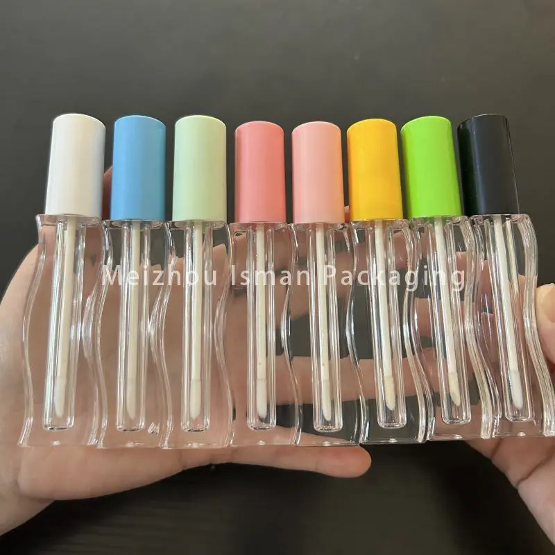 

50Pcs creative unique yellow green pink multi colors shape lip gloss container packaging bottle tubes with applicator 5ml