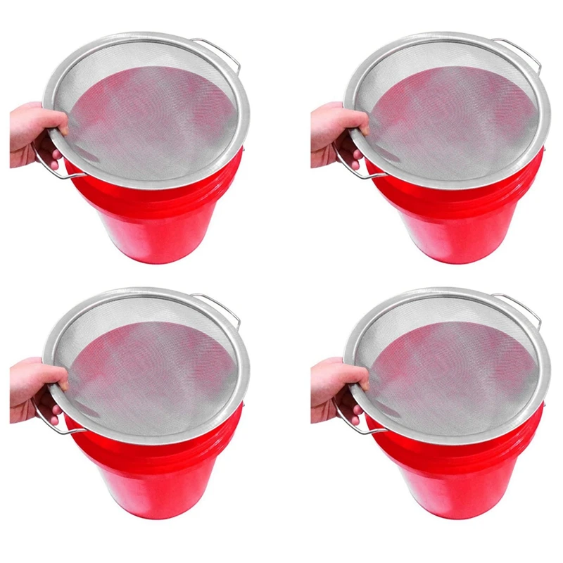 

4X Paint Strainer Mesh Stainless Steel Paint Emulsion Honey Funnel Filter Cover Filter Tool Product 60-Mesh 11.4Inch