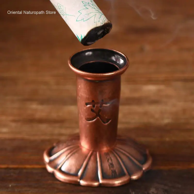 New 1pc Moxa Stick Extinguisher Cone Copper Alloy Stand Holder Moxibustion Tool Destroy The Moxa Support Base
