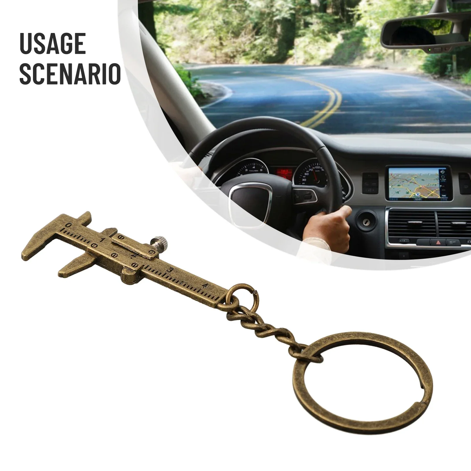 Car Keychain Portable Mini Vernier Caliper 0-40mm Measuring Tool Keychain Clasp Ruler Hammer Wrench Pliers Shovel