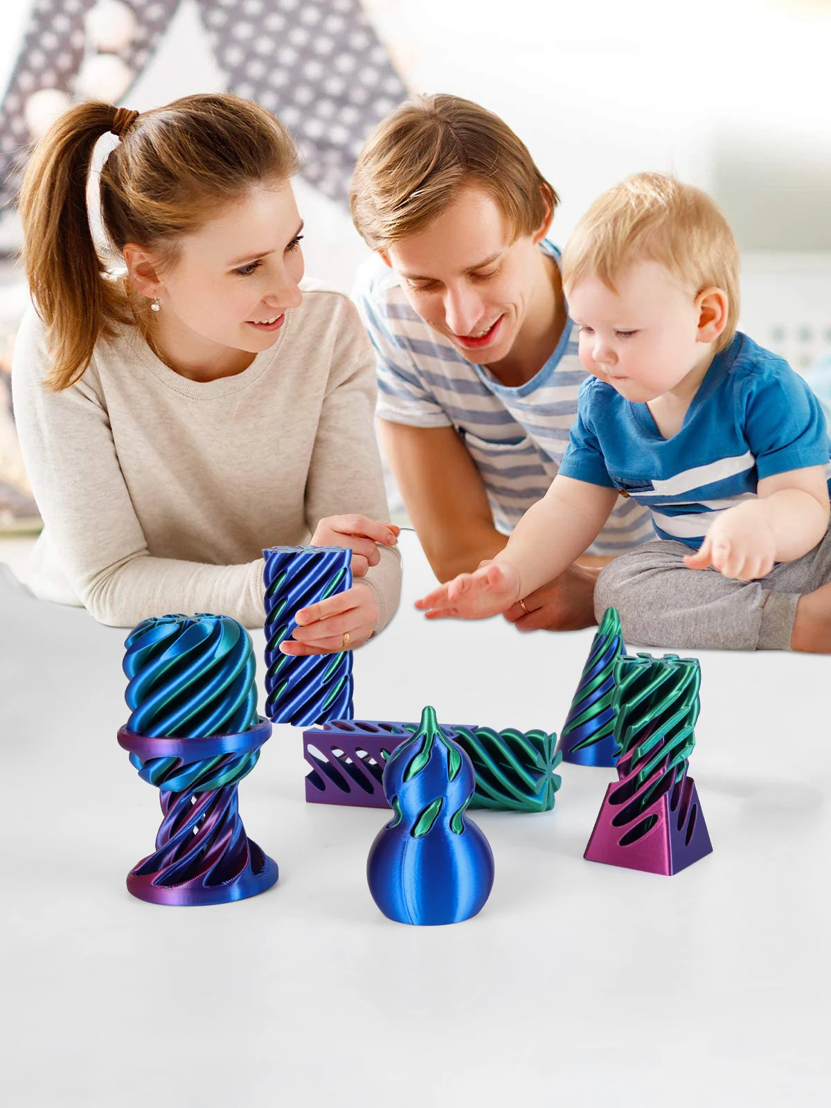 6-pack spiraalkegel fidget speelgoed 3D-geprint onmogelijk doorvoerbare piramide pijler kalebas helix schroef speelgoed voor angst ontspannen - afbeelding 2