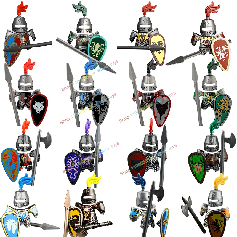 

Medieval Octopus Knights Weapons Shield Spear Building Block Dolls Action Figures Toys for Children Birthday Gifts VP123