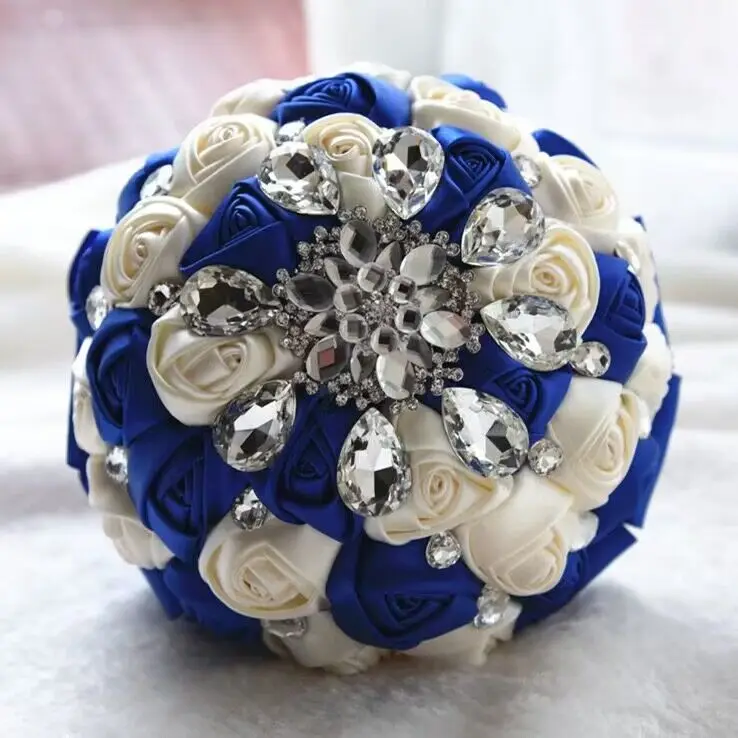 Hot Selling Bridal And Bridesmaid Bouquets Exquisite Rhinestones Silk Roses Pearls Handmade Sisters Wedding Bouquets