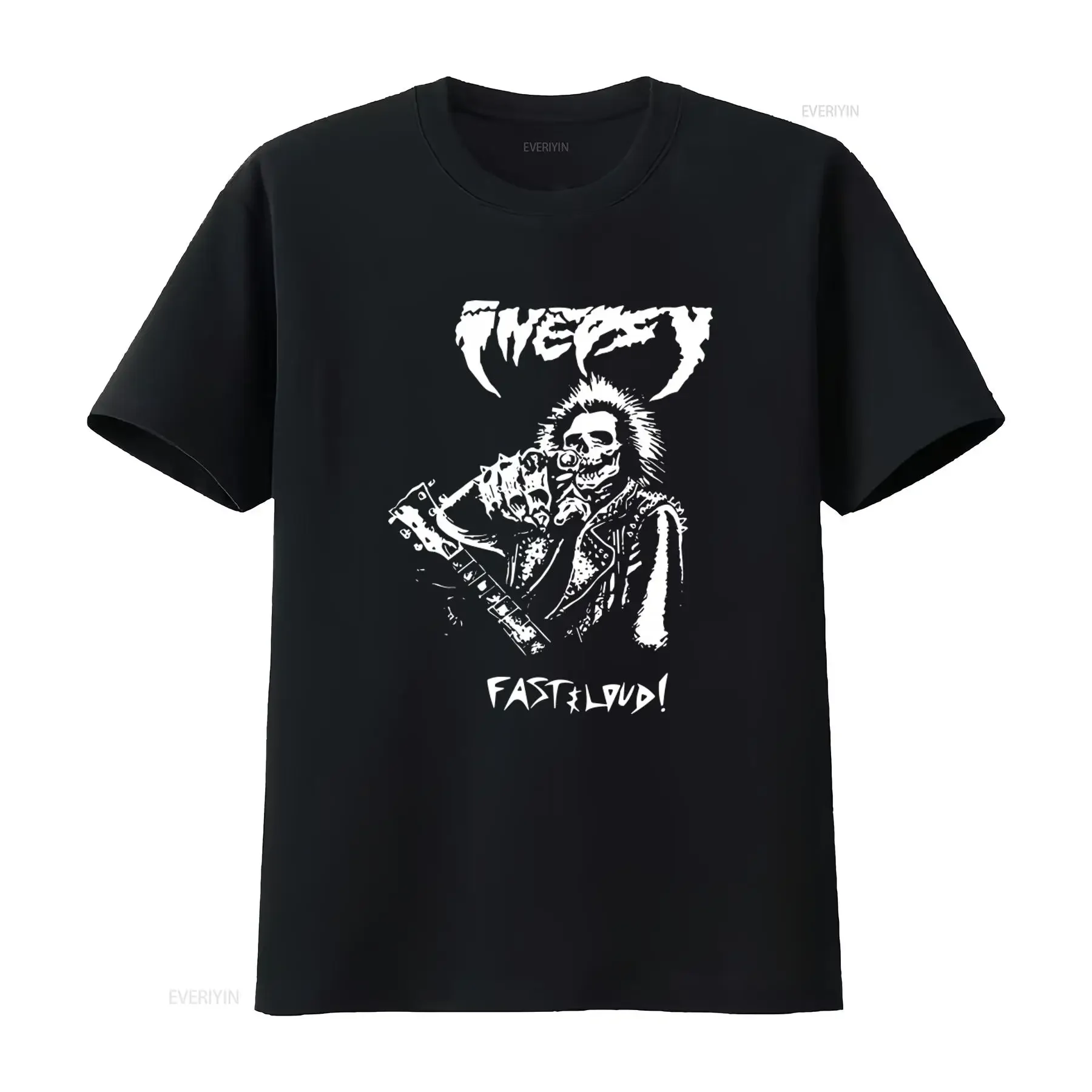 INEPSY T shirt Hardcore Punk Skull Design Guitarist Print Fast Loud Style Rock Fashion vintage Washed Comfortable fashion homme