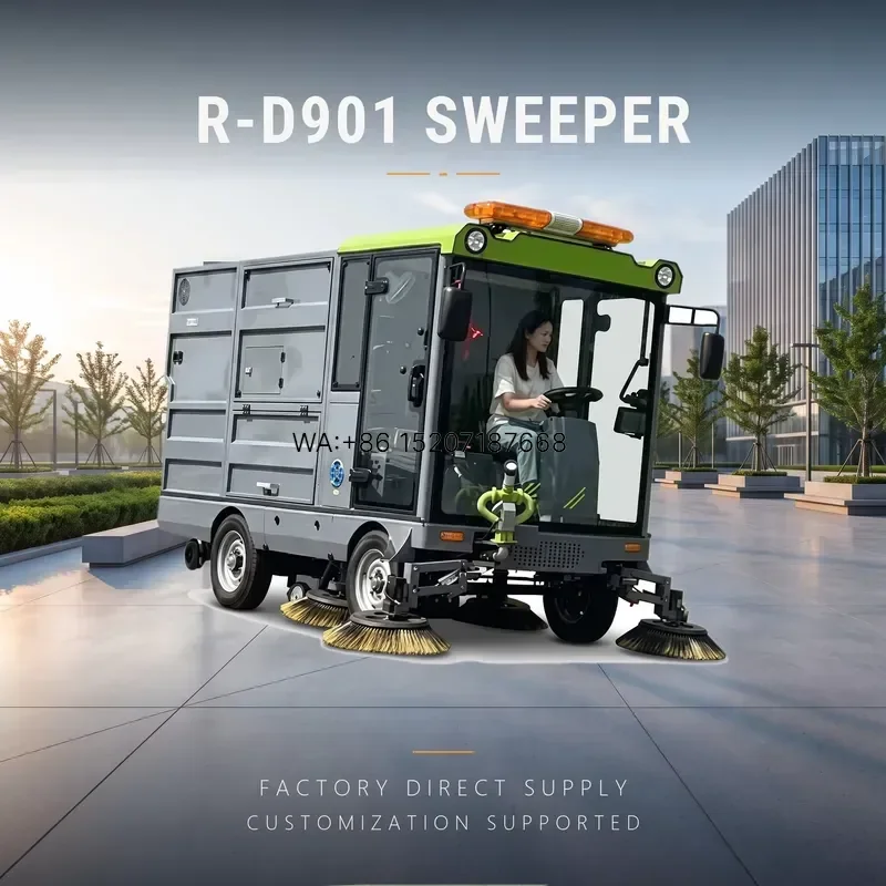 Wmwmnu for ROD Ride-On Road Sweeper with Dust Control Water Spray for Factory Warehouse Street Cleaning