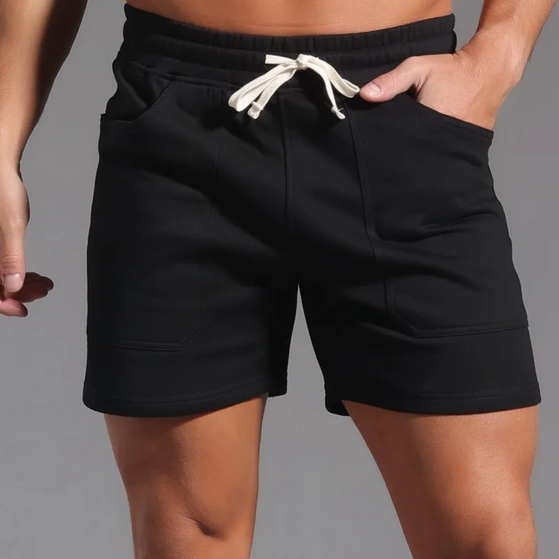 2025 European Sexy Stand Pocket Basic Shorts Men Casual Running Beach Short Pants Solid White Black Soft Drawstring Shorts New
